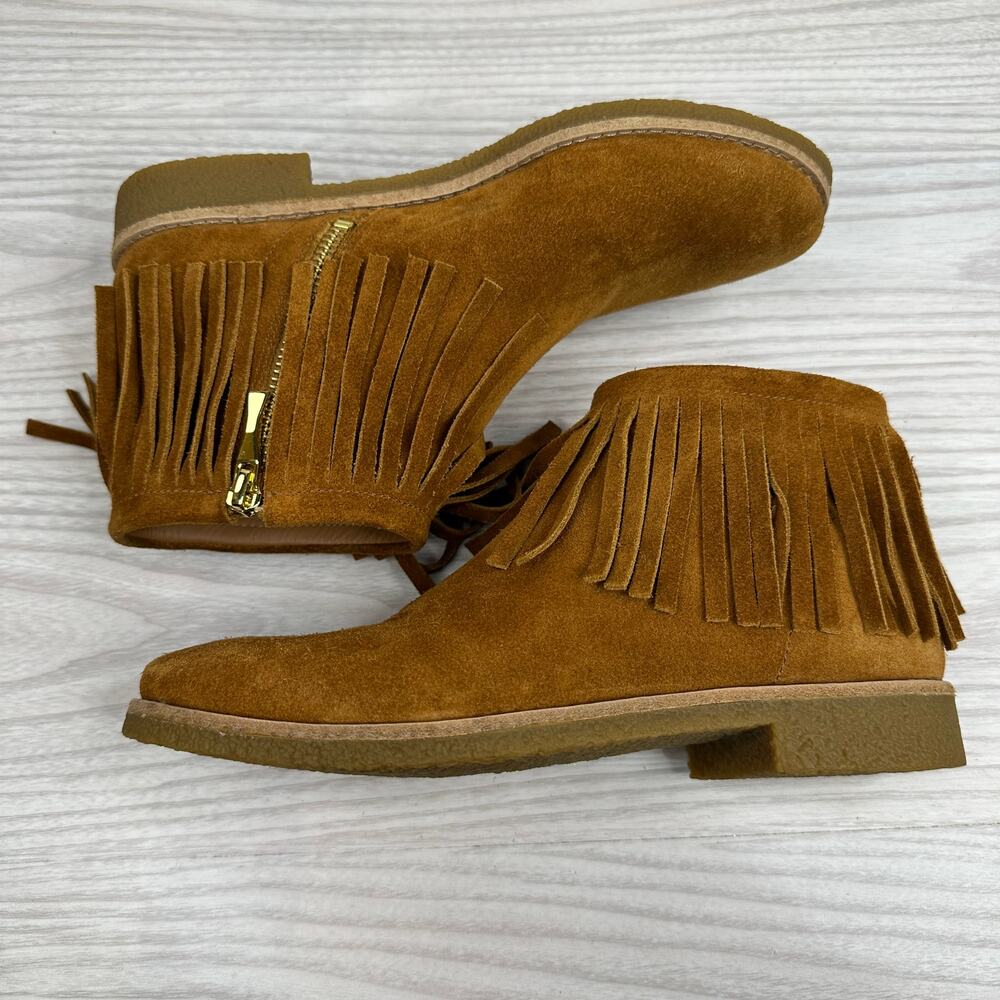 Kate Spade Boots Betsie Too Fringe Suede Ankle Bootie WMNS 7.5 Camel Brown - Picture 7 of 11